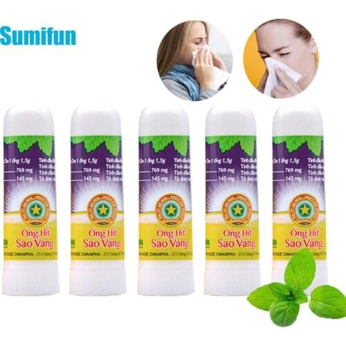 5pcs Thailand Vietnam Gold Tower Nasal Essential Oils Refresh Nose Rhinitis Mint Cream Cold Cool Herbal Ointment Nasal Inhaler