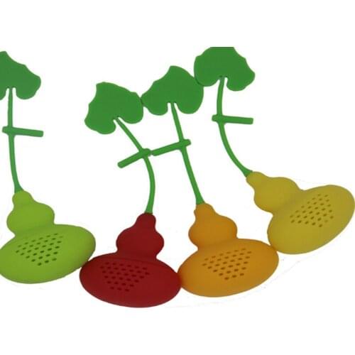 500pcs/lot Fast shipping Gourd Shaped Tea Strainer Silicone Tea Infuser Filter Diffuser 3 colors