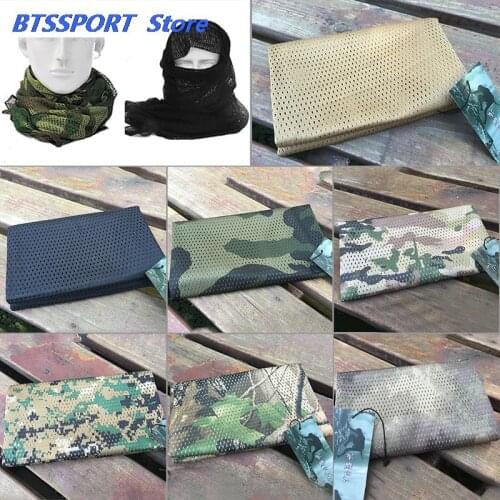 7 Colors Breathable Headband Mesh Scarf Outdoor Jungle Muffler Camping Hiking Men Scarf Military Tactical Camouflage Scarf Mesh