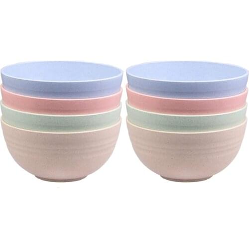 8 Piece Wheat Straw Bowl Tableware 24 Oz,for Noodle Rice Fruit Cereal Soup Pasta Dessert,Eco-Friendly Lightweight Bowls