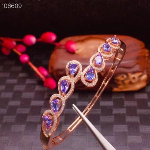 Natural And Real Tanzanite Bangle 925 Sterling Silver Engagement Best Gift