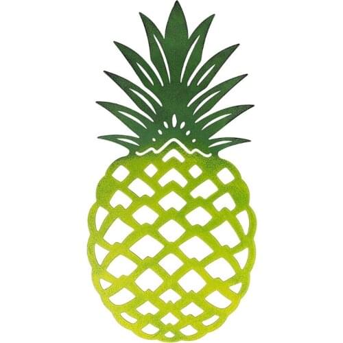 Rustic Tropical Metal Fruit Wall Art Decoration Gradient Green Yellow Pineapple Sculpture Garden Home Hanging Ornament N0PA