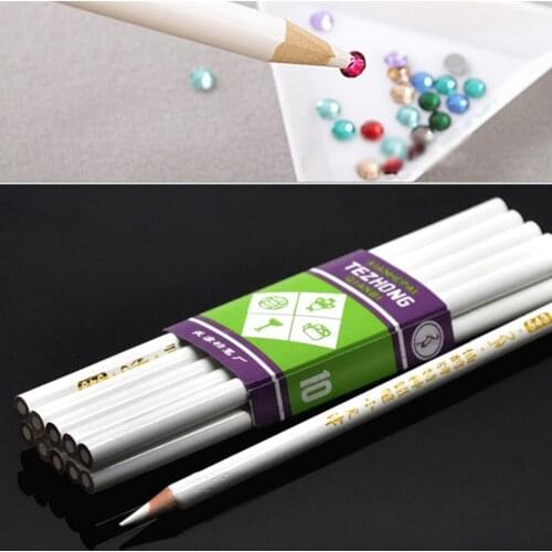 DoreenBeads 10PCs Rhinestone Pickup Pencils Tools for Nail Art jewelry making DIY Scrapbooking white 17.5cm long (B19861)
