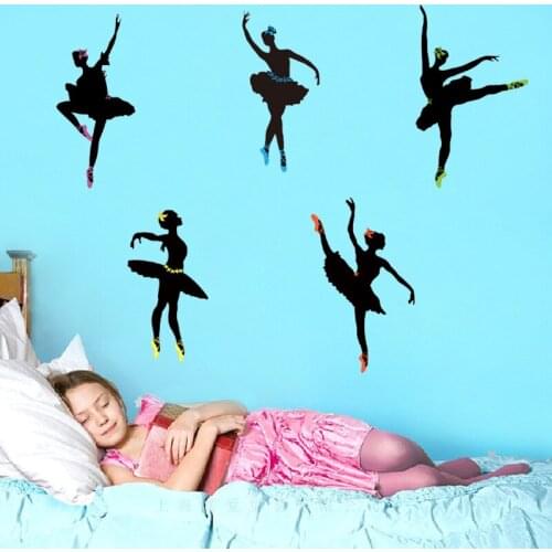 Elegant ballerina girl wall sticker PVC Material DIY art wall decals For Living room Kids room dance studio decoration sticker