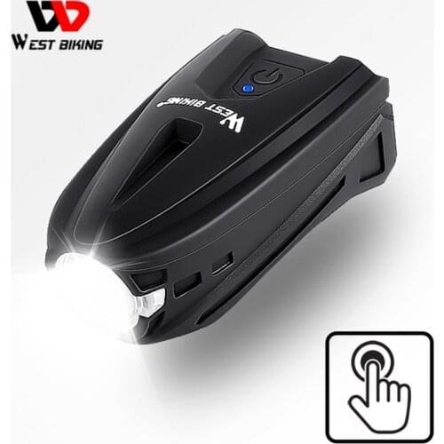 WEST BIKING 1200mAh Bike Touch Front Lamp 5 Modes Bicycle Light 250lm Handlebar Flashlight Rainproof Cycling Torch USB Charging