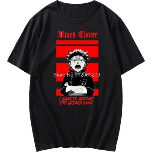Japanese Anime Asta Box Black Clover mens T-shirt Summer Harajuku Loose Style T-shirt mens short-sleeved T-shirt
