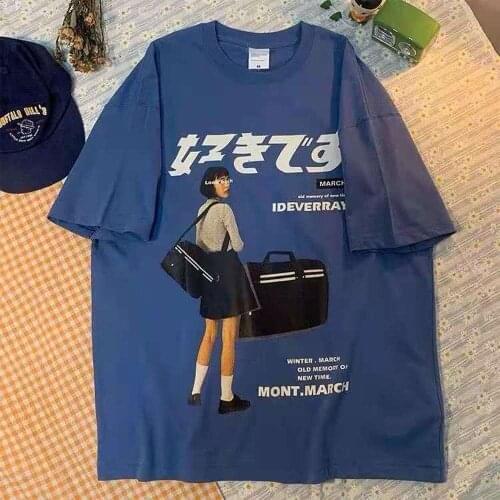 Hip Hop Streetwear Harajuku T Shirt Girl Japanese Plus Size 4XL Tshirt 2022 Summer Short Sleeve T-Shirt Cotton Loose Tops Tees