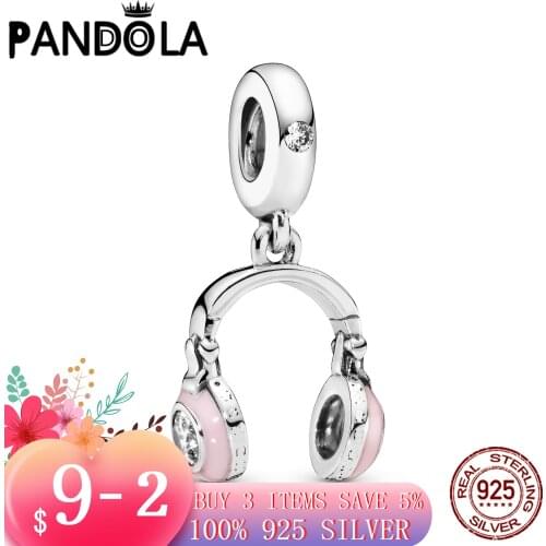 Hot 100% 925 Sterling SILVER charms Headset Dangle Charms fit Original Pandora Bracelet silver 925 jewelry