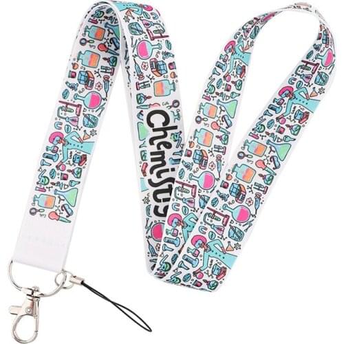 Chemistry Knowledge Experiment Tools Funny art Lanyard Neck Key Strap for Phone Keys ID Card Cartoon webbings ribbons