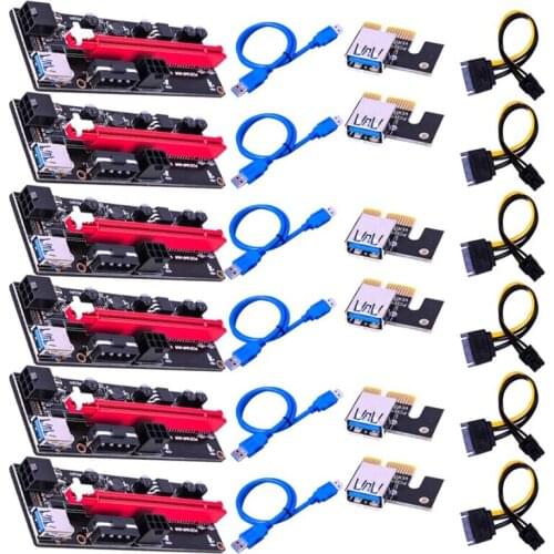 HOT-VER009 USB 3.0 PCI-E Riser VER 009S Express 1X 4X 8X 16X Extender Riser Adapter Card SATA 15Pin to 6 Pin Power Cable