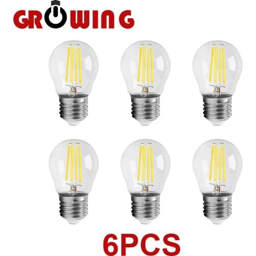 4W G45 Retro Edison Filament Bulb E27 Bombillas 220V Vintage Lamp 6pcs/lot 4000K Clear Glass Inner Decoration