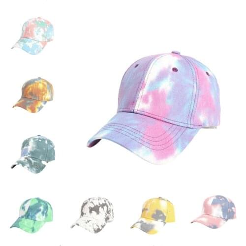 Fashion Tie-dyed Sun Hat Summer Unisex Men Women Adjustable Baseball Cap Hip Hop Hats New Cotton Girls Ponytail Sun Caps