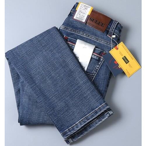 2022 Men Jeans Autumn Mens Jeans Trousers Vintage Mens Clothing Breathable Soft Mid Straight Regular