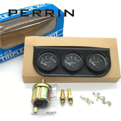 52mm Triple kit Oil Temp Gauge + Water Temp Gauge + Oil Pressure Gauge with Sensor 3in1 Car Meter