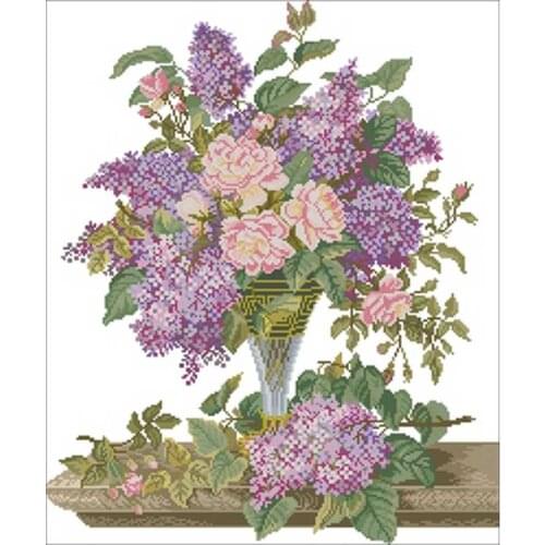 Lilac and rose patterns Counted Cross Stitch 11CT 14CT 18CT DIY Cross Stitch Kits Embroidery Needlework Sets home decor