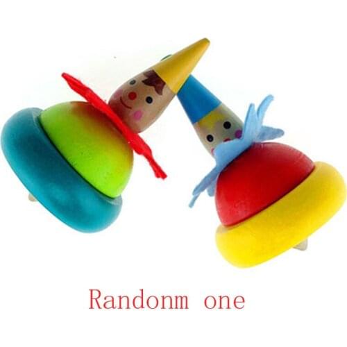 Montessori Educational Wooden toy 3D Puzzle Wooden Gyro Painted Clown Spinning Top Training Early Intellectual Learning Toy