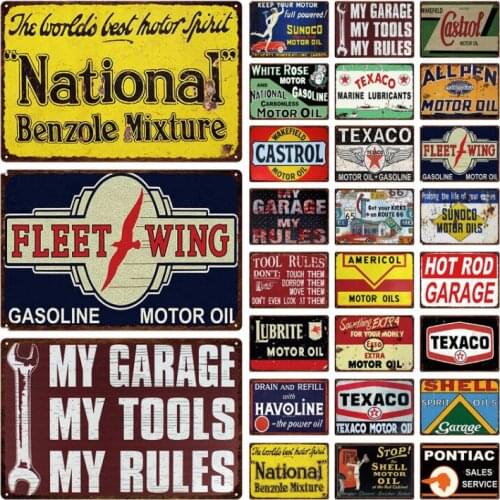 Tin Garage Brand Gasoline Motor Oil Billboard Decoration Iron Plate Metal Decoration Brand Various Brand Motor Oil Billboard