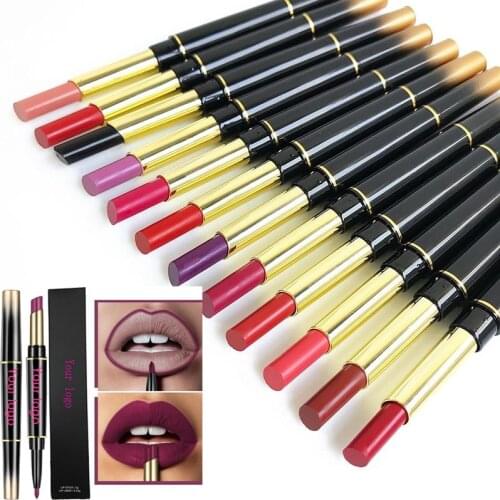 Wholesale Matte Lipstick Pencil Lip Liner 2 in 1Makeup Contour Tint Long Lasting Moisturizer Lipliner Private Label Cosmetics