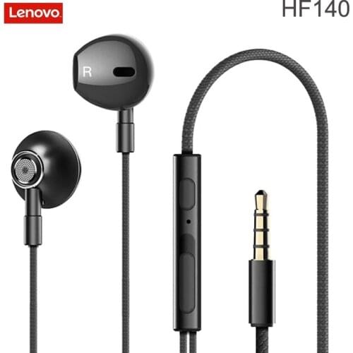 Original Lenovo HF140 Wired Headset With Microphone Noise Cancelling Super Bass Stereo 6d Music For Smartphone Double Diaphragm