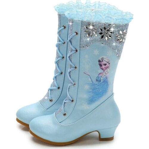 4-13 Years Old Girls Botas Frozen Elsa Boots Kids Princess Snow Boots Children Winter Boot