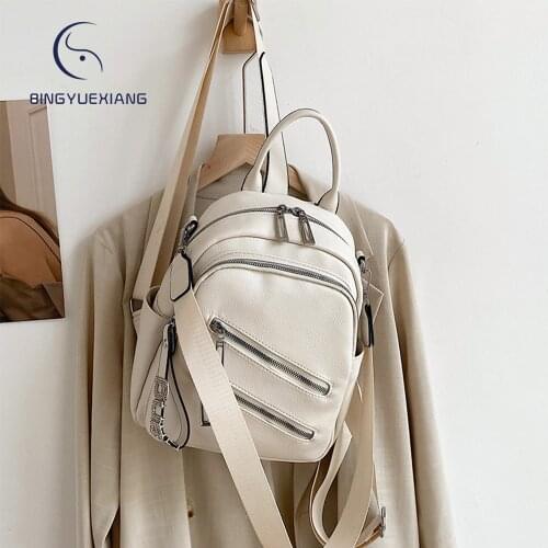 2021 New Luxury Designer New Ladies Backpack Pure Color Womens Travel Backpack High Quality Leather Fashion Student School Bag