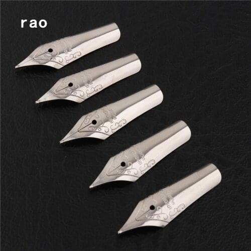 High quality 5pcs Stainless steel Medium Nib Fountain pen Universal all Photo Tip Student Supplies Replace the other pen