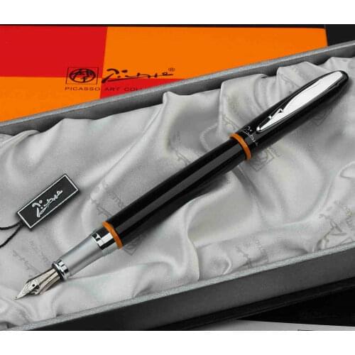 Picasso 907 black and silver iridium 0.5mm point pen ink Fountain Pen Montmartre Yellow Ring B Nib Fountain Pens High Quality