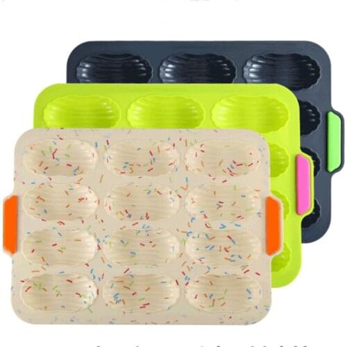 12 Grid Silicone Cake Mold French Creative Oval Bread Silicone Mold Diy Baking Tools