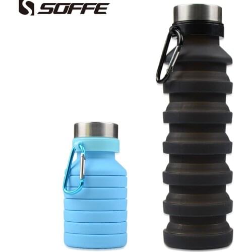 Soffe 550ml Silicone Foldable Collapsible Water Bottle Shaker Protein Bpa Free Portable Sport Water Bottles Outdoor Climbing Mug
