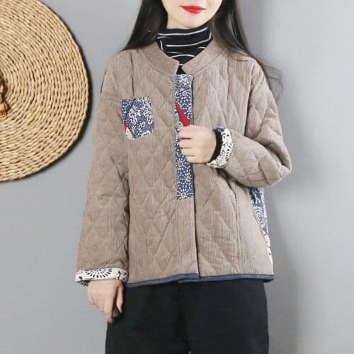 Traditional Chinese Style Clothing Women Cotton Warm Coats Retro Jacket Tang Suit Oriental Corduroy Ladies Chinese Tops 11732