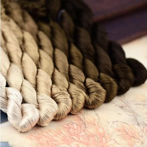 100% silk thread hand embroidery embroider cross stitch 1pcs 400m silk embroidery thread olive color series 8 gradient colors