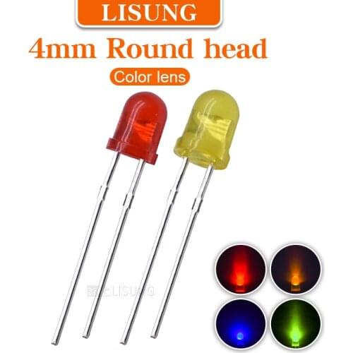 1000pcs/bag 4mm Led Color Lens Diffuse White Red Yellow Blue Green Led In Diodes Through Hole 0.06w Lamp