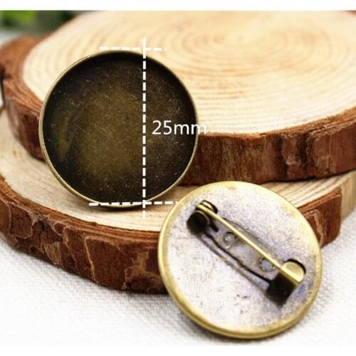 1510161 , 10pcs antique bronze brooch blank, alloy base setting flower cabochon, resin cameo,glass tray (Fit 25mm Dia) 10 pcs