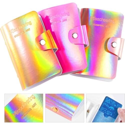 20slots Rectangular Nail Art Stamp Plate Stamping Plates Holder Storage Bag Symphony PU Leather Case Stamp Bag Organizer