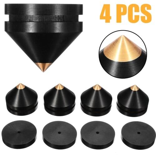 4pcs Ebony Isolation Cone 23mm High Quality Speaker Spike Wooden Copper Stand Feet Base Pad For Speaker Amplifier
