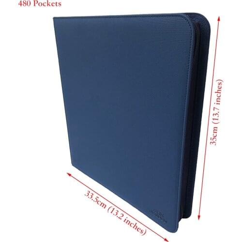 AEGIS GUARDIAN 12-Pocket Double-Sided TCG Card Album Folder, 480 Pockets Side Insert Premium ZIP Card Binder Collector, Blue