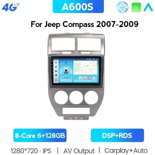 Nine 9 inch 2 din Car Radio Multimedia Video Player Navigation GPS Android 10.0 for Jeep Compass MK 2007 2008 2009 2010 carplay