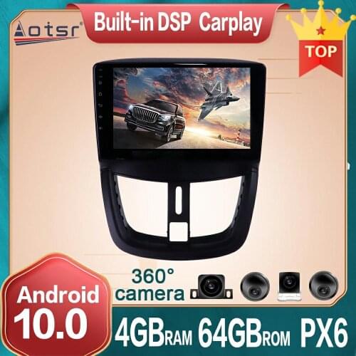 For Peugeot 207 2006+ Android Car Multimedia Radio DVD Player 360 Panoramic Camera PX6 4G+64GB Car GPS Navigation DSP Carplay BT