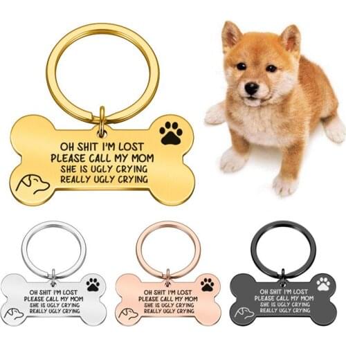 Bone Shape Personalized Anti-lost Engraved Pet ID Dog Tags Double-Sided Dog Collar Accessories Cat Collars Dog Customized Tags