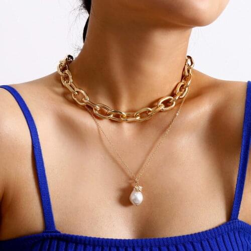 Gold Link Chains Women Punk Gold Chains Choker Collar Necklaces for Women Gold Tone Chains Necklaces