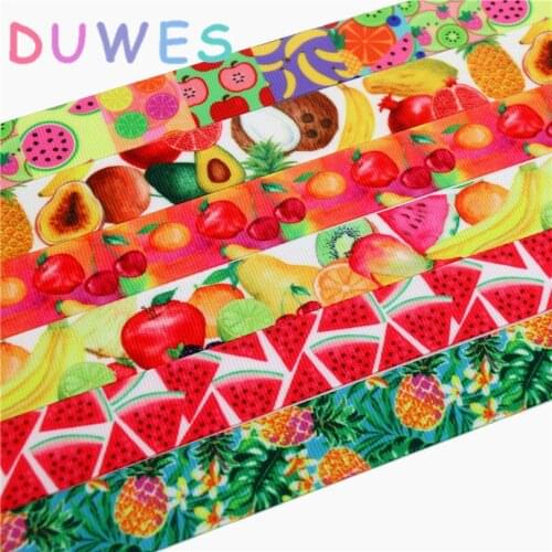 DUWES 7/8'' Free shipping fruit watermelon pineapple printed grosgrain ribbon Accessory hairbow headwear decoration 22mm D750