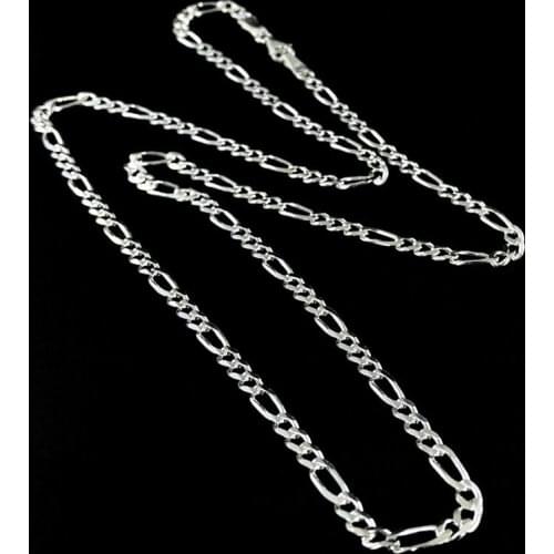 Figaro Model 4 mm 12G Most Popular Men 'S Chain Silver Necklace
