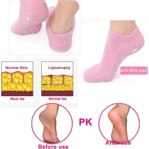 2pcs/lot Free Ship Cotton and Silicon Gel Moisturize Soften Repair Cracked Skin Gel Sock Skin Foot Care Tool Treatment Spa Sock