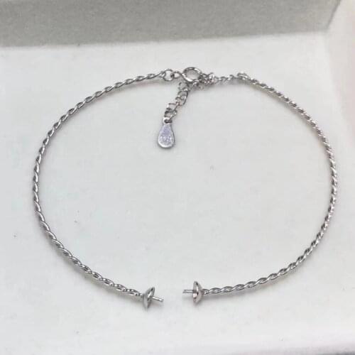 Classical 925 Sterling Silver Bracelet Settings Findings Mountings Base Parts Bangle for Crystal Agate Pearls Jade Coral Beads