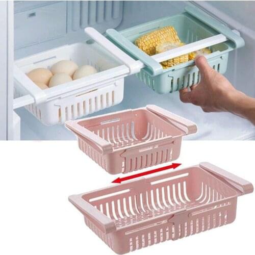 4Pcs Fridge Storage Rack Basket Adjustable Kitchen Organizer Pull-out Drawer Basket Refrigerator Storage Shelf Kitchen Accessori