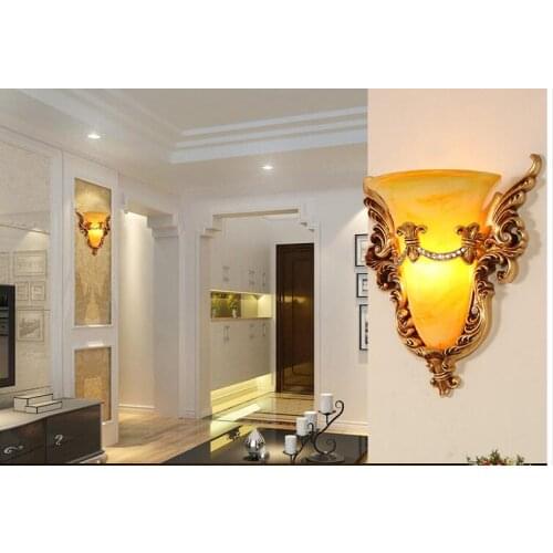 Wall lamp light luxury living room background wall staircase aisle marble American lamp