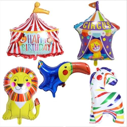 New Circus Colorful Horse Lion Balloon Birthday Tent Aluminum Film Balloon Clown Birthday Party Decoration Balloon