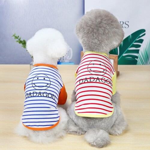 Dog clothes spring/summer new pet clothing 21 smiley striped T-shirt summer thin dog shirts for dogs