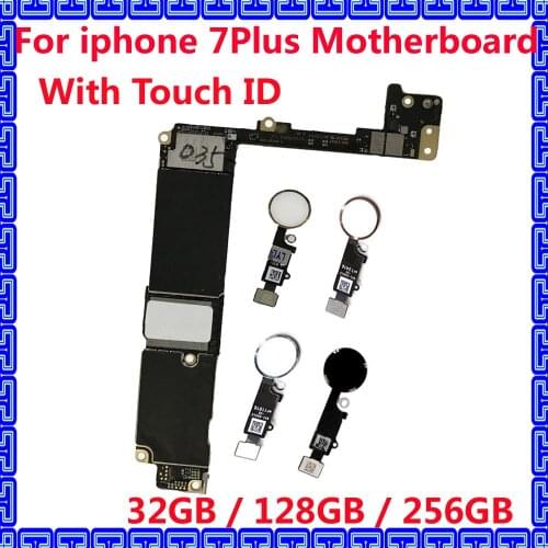 Original IOS System logic board for iphone 7 Plus 7Plus 32GB 128GB 256GB unlocked motherboard with / without touch ID mainboard