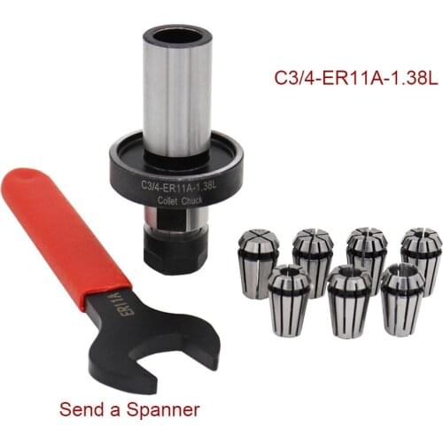 New 1pcs C3/4 ER11 A 1.38 with 7pcs Collets chuck Straight Collet Chuck For CNC Milling Lathe Send a Spanner